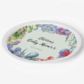 Kakteen Wasserfarbe Babydusche Pappteller (Schrägansicht)