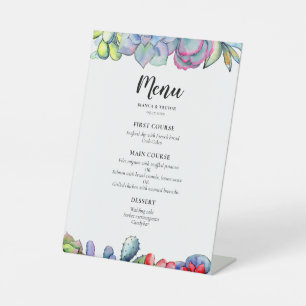 Kakteen Wasserfarbe Hochzeitsmenü Sockelschild