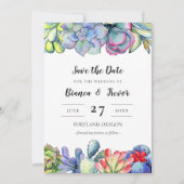 Kakteen, Wasserfarbe Save the Date Einladung (Vorderseite)