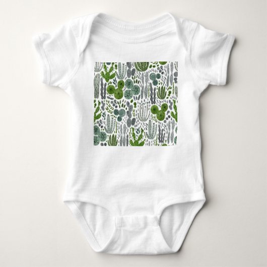 Kakteen Watercolor Hand Painted Pattern Baby Strampler (Vorderseite)