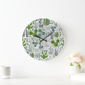 Kakteen Watercolor Hand Painted Pattern Große Wanduhr (Zuhause)