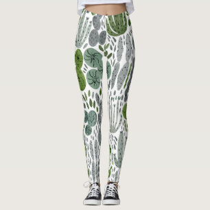 Kakteen Watercolor Hand Painted Pattern Leggings