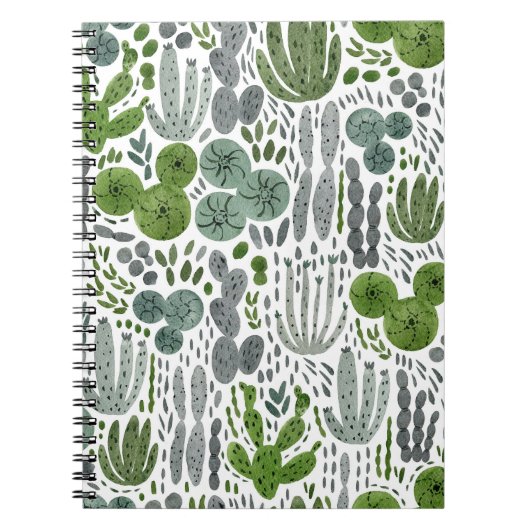 Kakteen Watercolor Hand Painted Pattern Notizblock (Vorderseite)