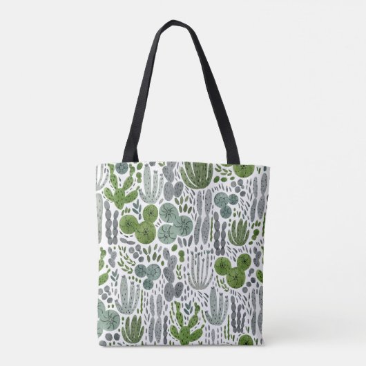 Kakteen Watercolor Hand Painted Pattern Tasche (Rückseite)