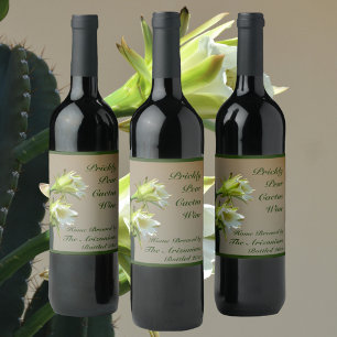 Kakteen Wein Prickly Birne Blume Weinetikett