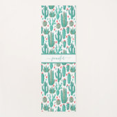 Kakteen, weißes Muster, Monogramm Yogamatte (Vorderseite)