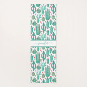 Kakteen, weißes Muster, Monogramm Yogamatte (Rückseite)
