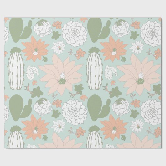 Kakteen Whimsical Floral Pattern Geschenkpapier (Flach)