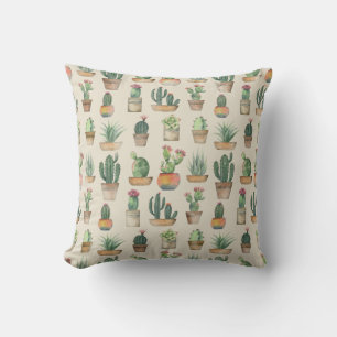 Kakteenpflanzen Muster Botanische Illustration Kissen