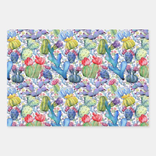 KakteenText und Name Schöne WasserfarbeFarbe3 Geschenkpapier Set (Vorderseite 2)