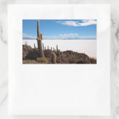 Kaktus am rechteckigen Aufkleber Salar de Uyuni (Tasche)