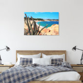 Kaktus auf der Felshütte über Sandy Beach Leinwanddruck (Insitu (Schlafzimmer))