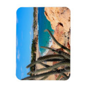 Kaktus auf der Felshütte über Sandy Beach Magnet (Vertikal)