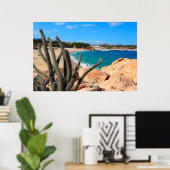 Kaktus auf der Felshütte über Sandy Beach Poster (Heimbüro)