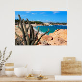 Kaktus auf der Felshütte über Sandy Beach Poster (Küche)