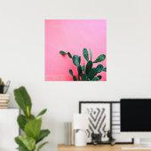 Kaktus auf rosa Hintergrund Poster (Heimbüro)