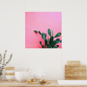 Kaktus auf rosa Hintergrund Poster (Küche)