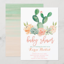 Kaktus Baby Dusche Einladung sukkulent