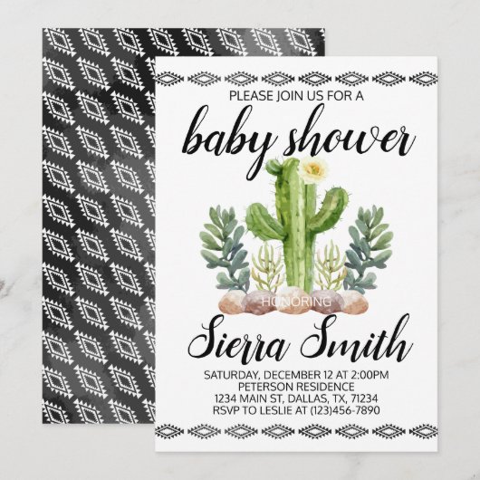 Kaktus-Babyparty-Einladung laden ein Einladung (Vorne/Hinten)