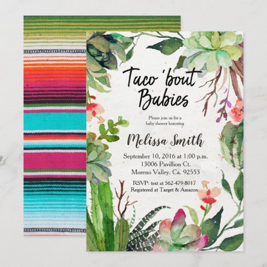 Kaktus-Babyparty-Einladung Taco-Kampfbabys Einladung (Vorne/Hinten)
