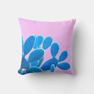 Kaktus blau auf rosa Hintergrund. Mode, m Kissen