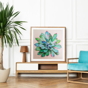 Kaktus Blau und Rosa Poster