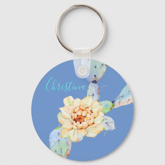 Kaktus blühen Wüste Blume Aquarell Schlüsselanhänger (Vorderseite)