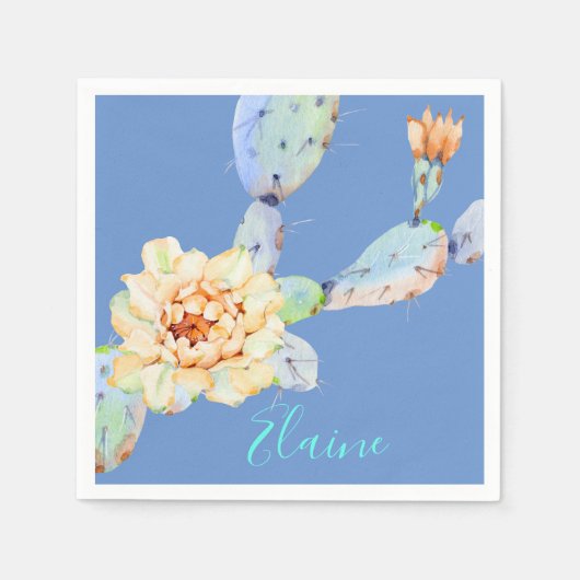 Kaktus blühen Wüste Blume Aquarell Serviette (Vorderseite)