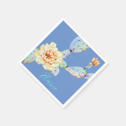 Kaktus blühen Wüste Blume Aquarell Serviette (Ecke)