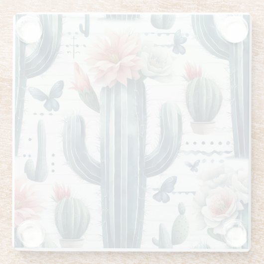 Kaktus-Blume Glasuntersetzer (Rückseite)