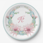 Kaktus-Blume Pappteller (Vorderseite)