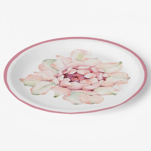 Kaktus-Blume Pappteller (Schrägansicht)