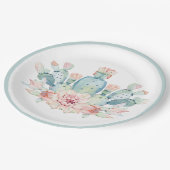 Kaktus-Blume Pappteller (Schrägansicht)