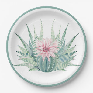 Kaktus-Blume Pappteller