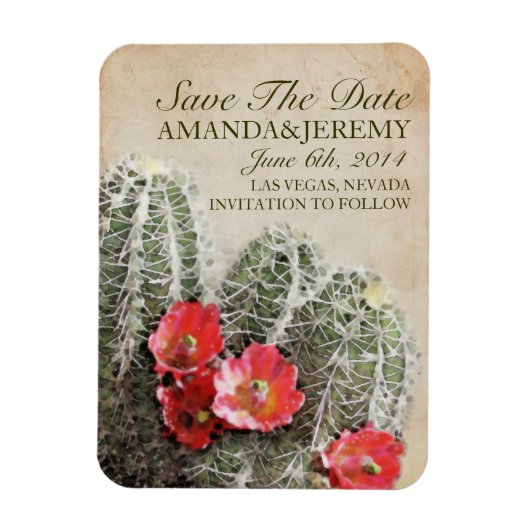 Kaktus-Blume Save the Date Magnet (Vertikal)