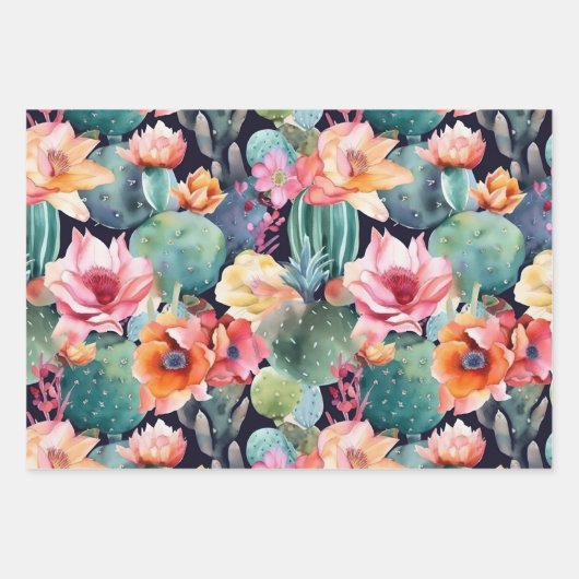 Kaktus Blume Wüste botanische Blumenmuster Geschenkpapier Set (Vorderseite 3)