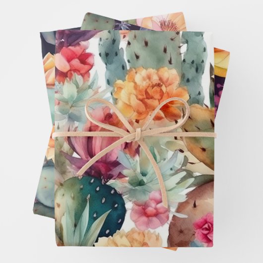 Kaktus Blume Wüste botanische Blumenmuster Geschenkpapier Set (Beispiel)
