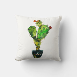 Kaktus-Blumen-Floral-Aquarell-Südwestlicher-Boho-S Kissen