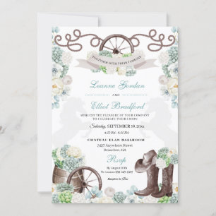 Kaktus Blumen Mintgrün Western Cowboy Hochzeit Einladung