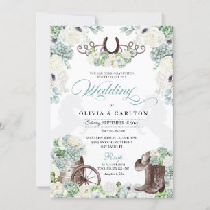 Kaktus-Blumen-Mintgrüne-Western-Cowboy-Hochzeit Einladung