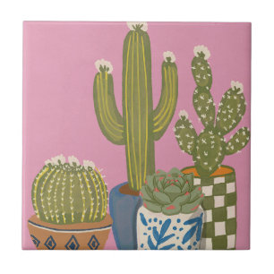 Kaktus Blumen Pink Fliese
