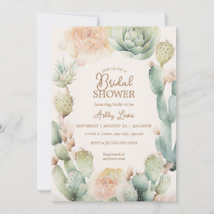 Kaktus Boho Blumen Wüste Neutral Grün Einladung