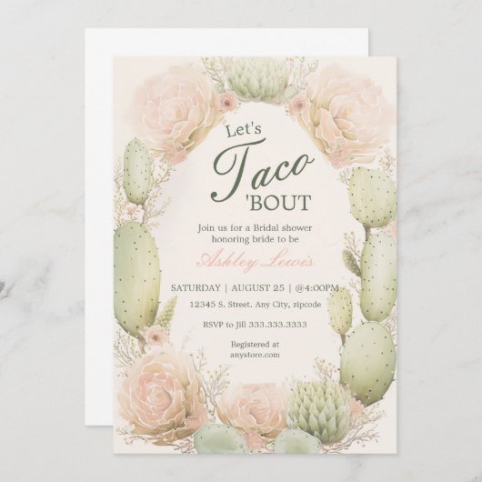 Kaktus-Brautparty, Fiesta-Dusche Einladung (Vorne/Hinten)