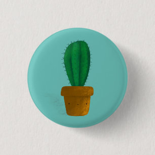 Kaktus Button Pin Badge Hand Drawn