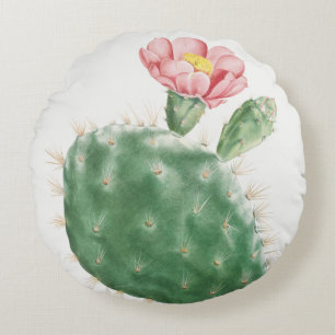Kaktus Cochenillifer, alte Illustration, 1799 Rundes Kissen