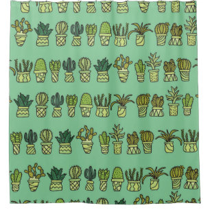Kaktus Collection: HandGezeichnet Doodle-Set. Duschvorhang