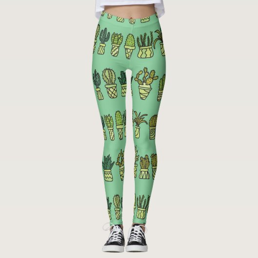 Kaktus Collection: HandGezeichnet Doodle-Set. Leggings (Vorderseite)