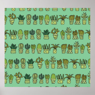 Kaktus Collection: HandGezeichnet Doodle-Set. Poster