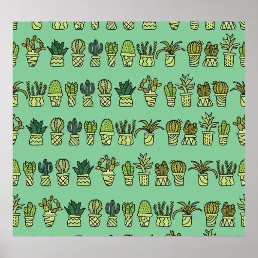 Kaktus Collection: HandGezeichnet Doodle-Set. Poster (Vorne)