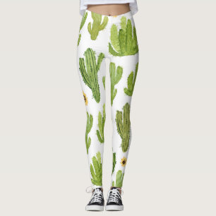 Kaktus der grünen Wüste: Aquarell Nahtlos Leggings